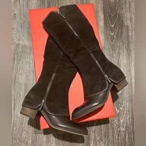 Donald J. Pliner 8.5 Devi Dark Brown Leather/Suede Tall Boots